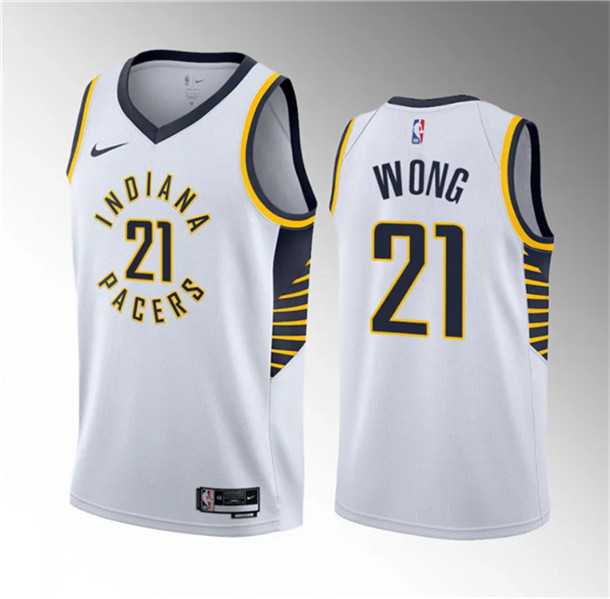 Mens Indiana Pacers #21 Isaiah Wong White 2023 Draft Association Edition Stitched Basketball Jersey Dzhi